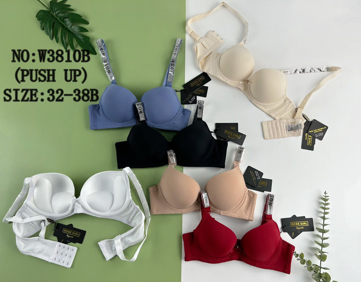 Sujetador Push-up con tirantes brillantes-W3810B