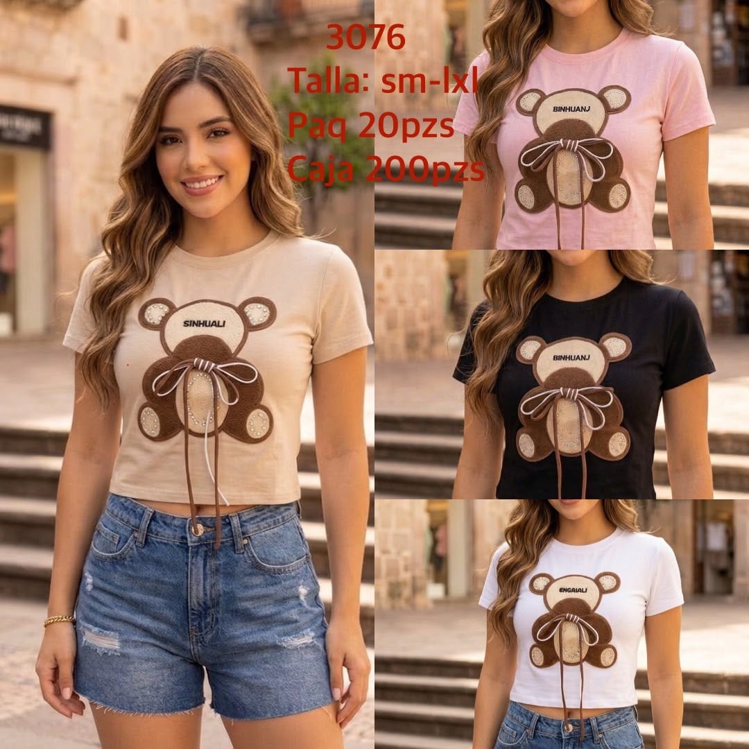 Playera con diseño de oso-3076
