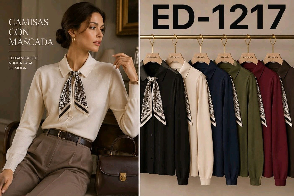Camisas con mascada-BLU-ED-1217