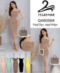Vestido ajustado con hombros descubiertos-QA6056#