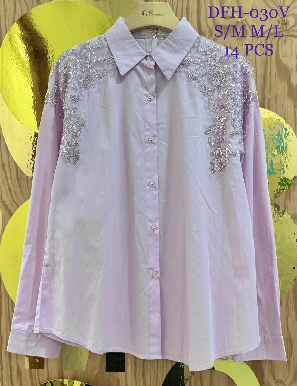 Camisa con detalle de lentejuelas-CAM-DFH-030V