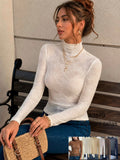 Blusa de encaje con cuello alto-A3579