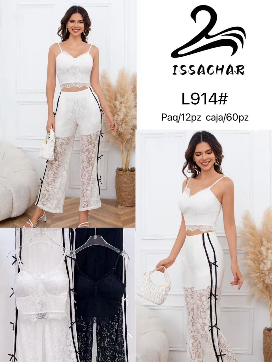 Conjunto de encaje con tiras-L914#