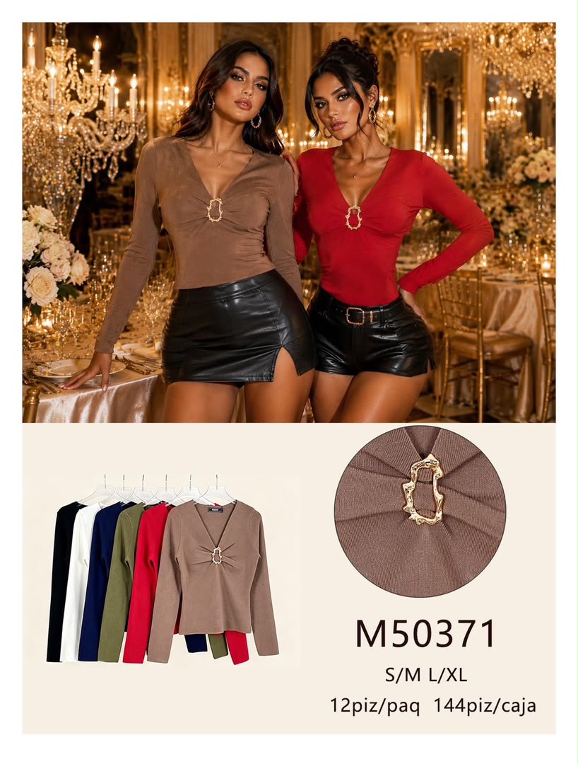 Blusa manga larga con detalle metálico-M50371