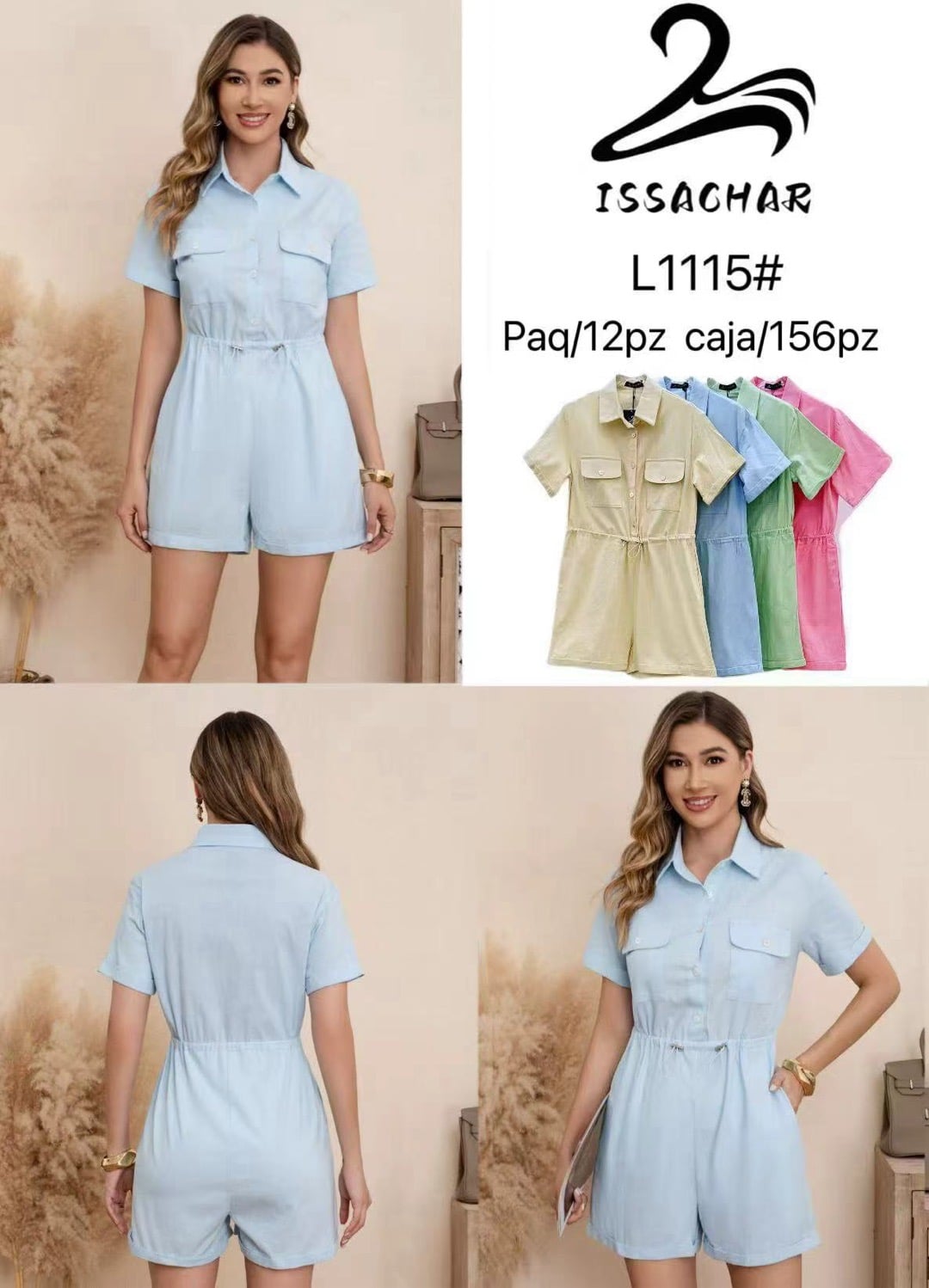 Jumpsuit corto con bolsillos-L1115