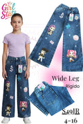 Jeans Wide Leg con estampados-S49JR