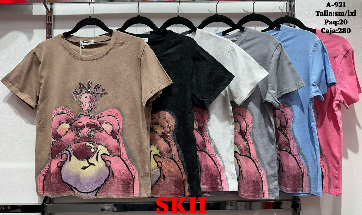 Playera con estampado de oso-A-921