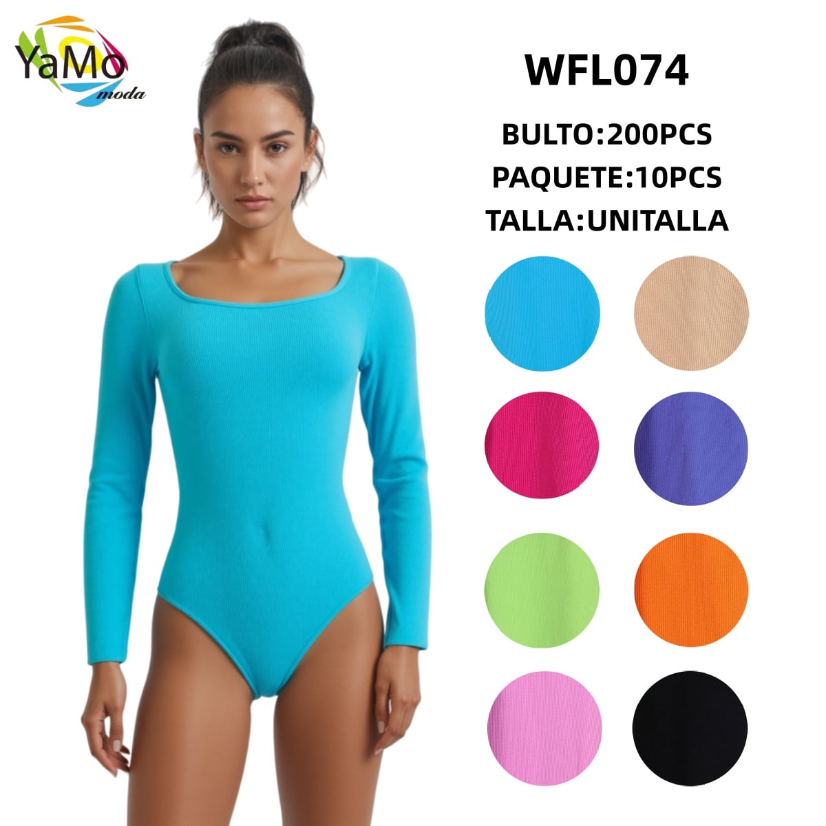 Body de manga larga acanalado-WFL074