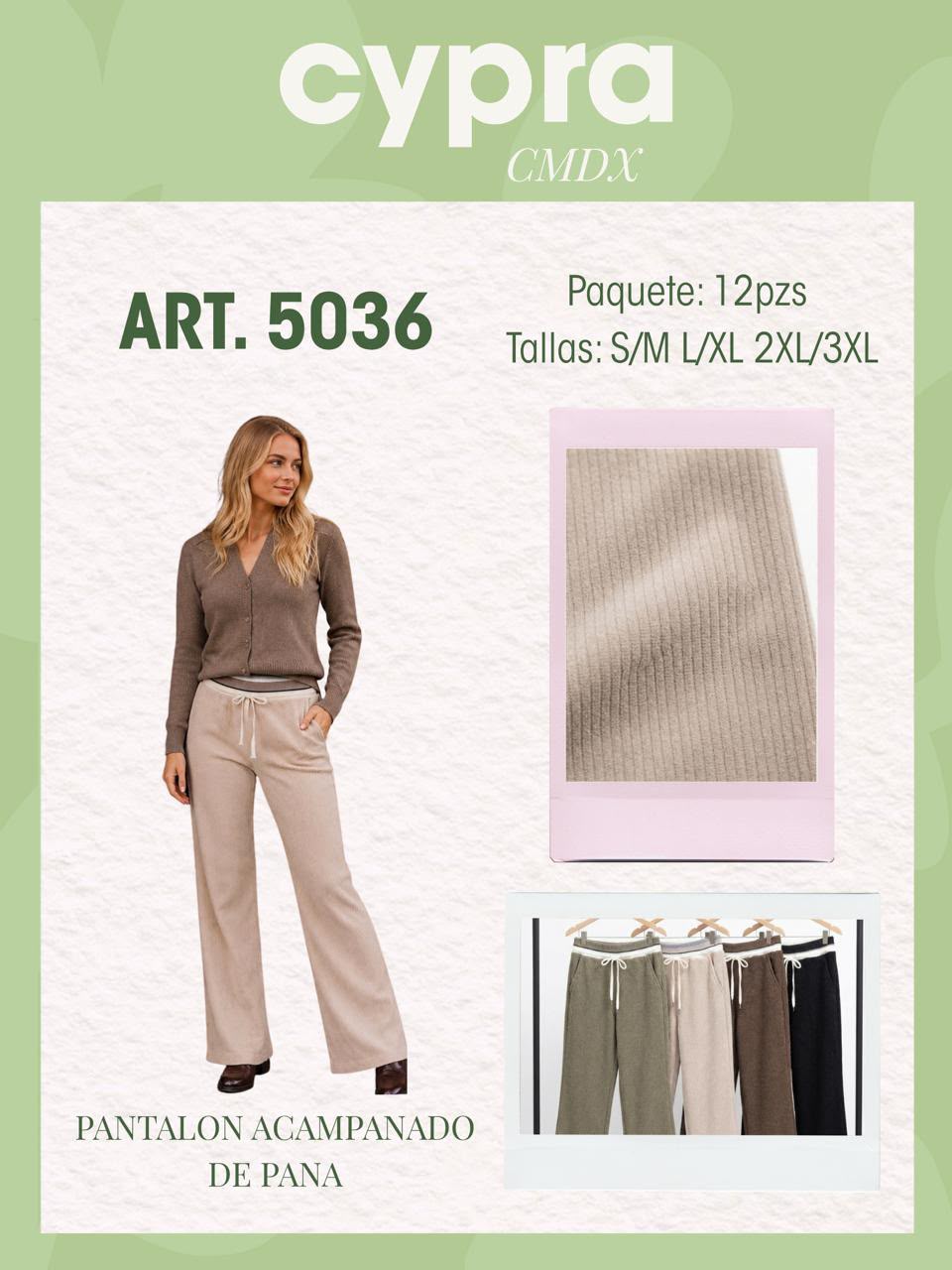 Pantalón acampanado de pana-5036