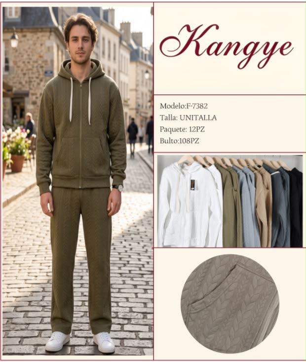 Conjunto sudadera con cremallera y pantalón-F7382