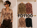 Blusa con botones y detalle fruncido-FD1100