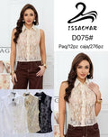 Blusa de encaje sin mangas-D075#