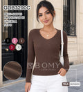 Blusa de punto con cuello festoneado-GDB7290C