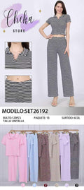 Conjunto de top y pantalón de rayas-SET26192