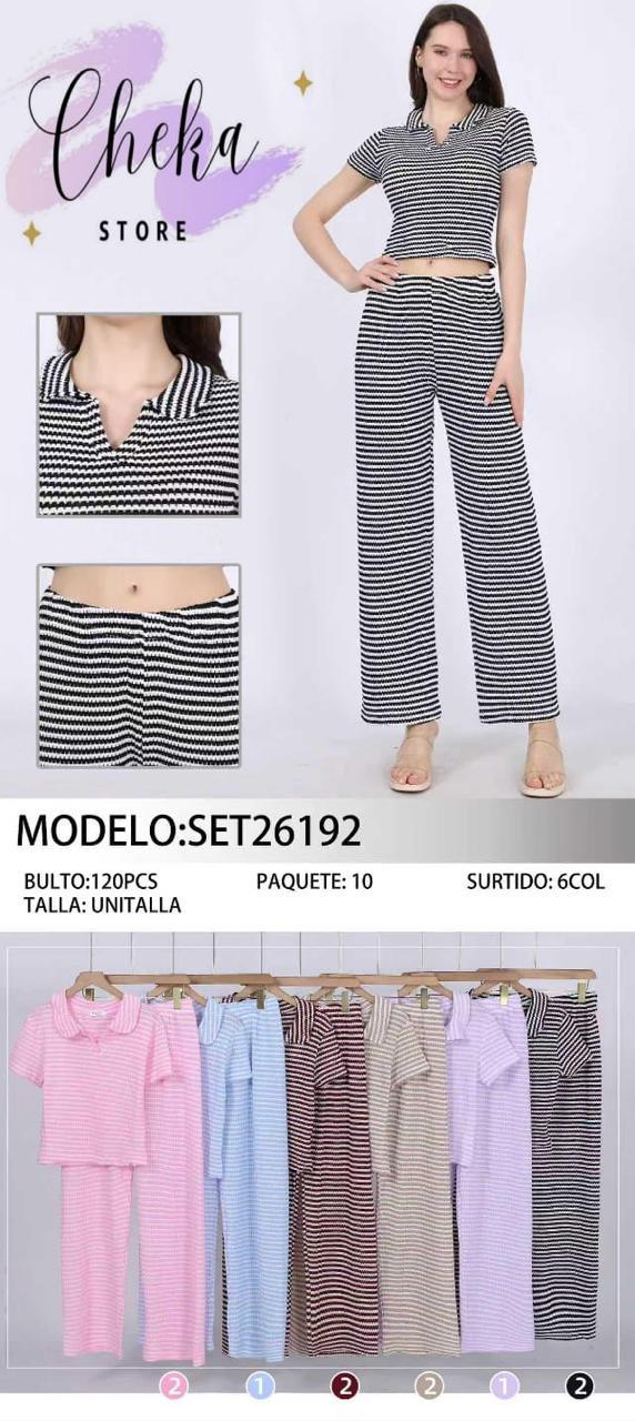 Conjunto de top y pantalón de rayas-SET26192