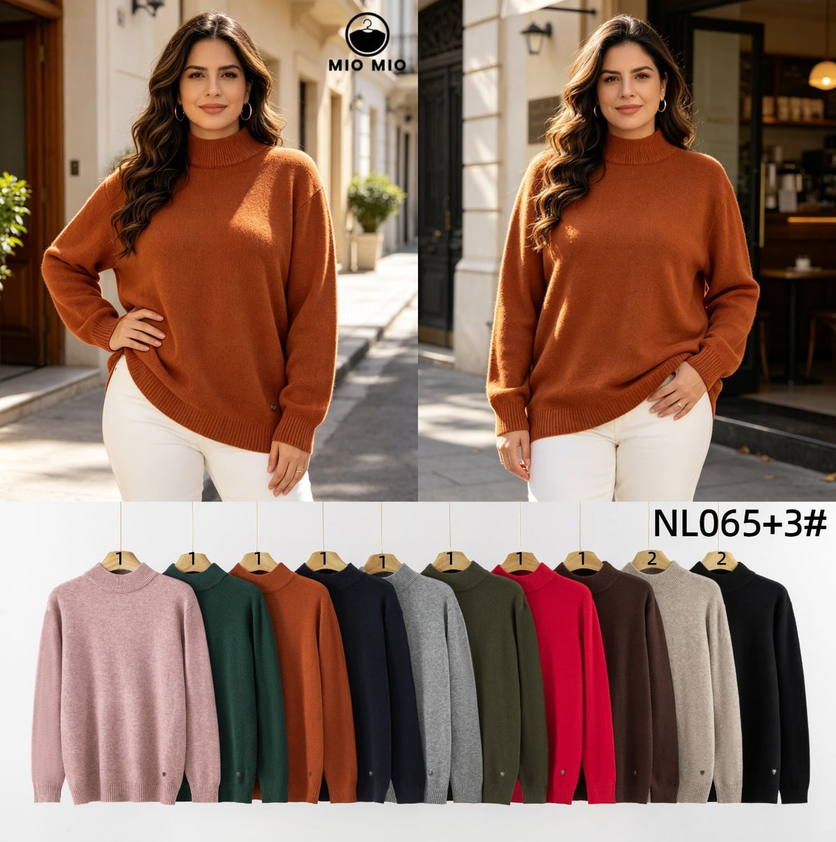 Suéter de cuello alto-NL065+3#