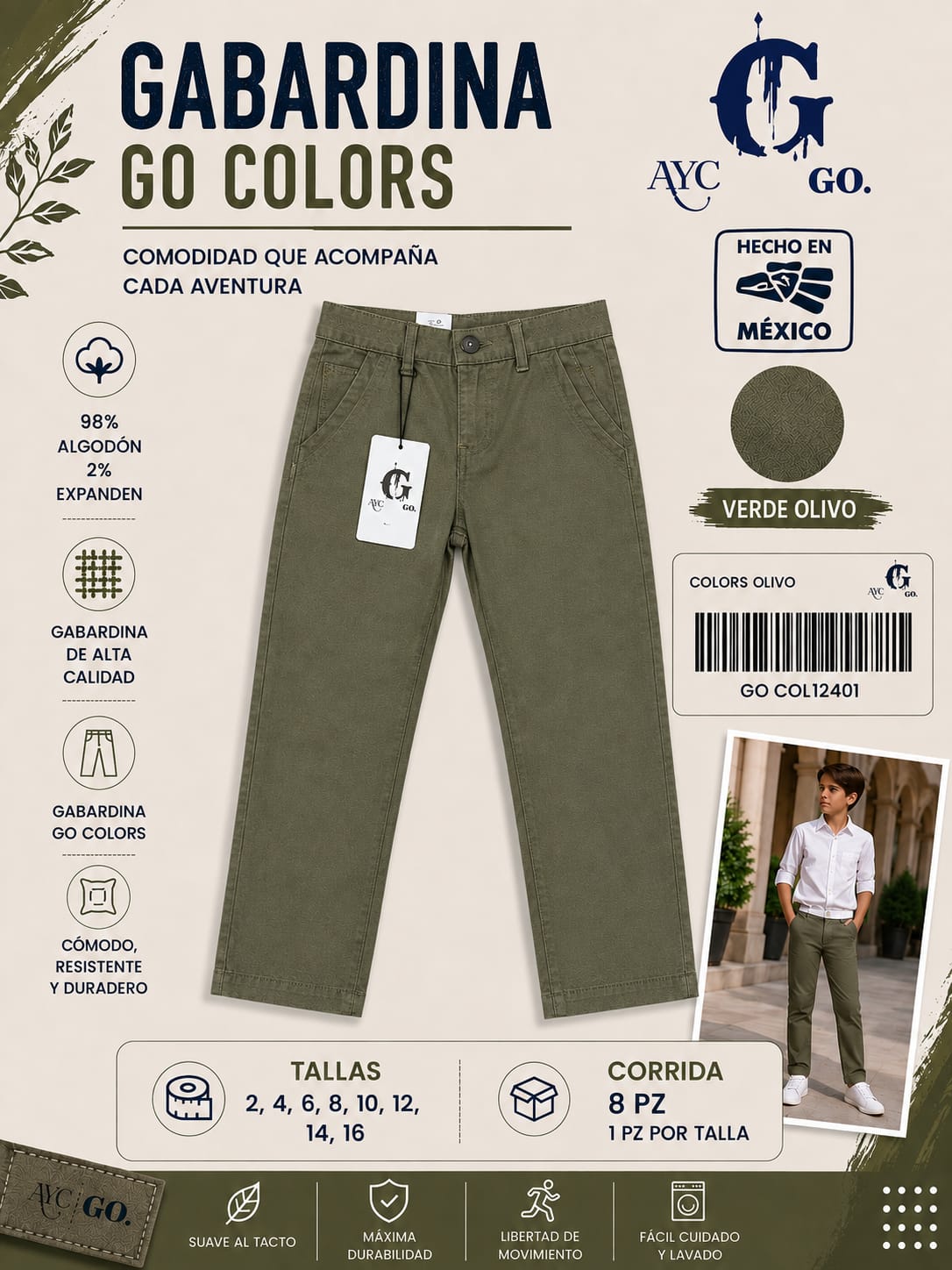 Pantalón de Gabardina-GO COL12401