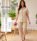 Pijama de botones con estampado de puntos-AP120A