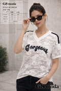 Blusa de encaje con diseño-GX-3K915#