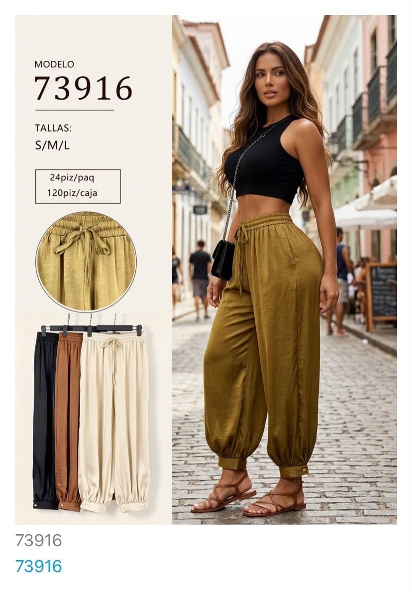 Pantalón con jareta y puño-73916