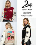 Chamarra tipo varsity con parches-GL2007#