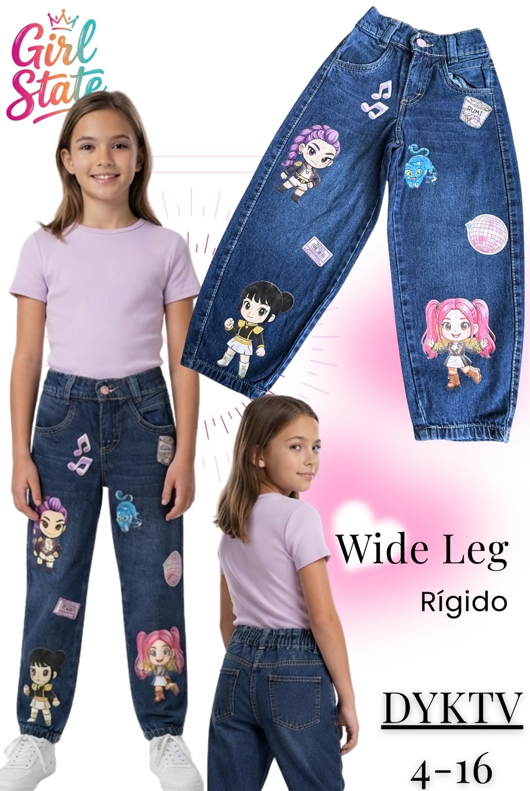 Jeans Wide Leg con estampados-DYKTV