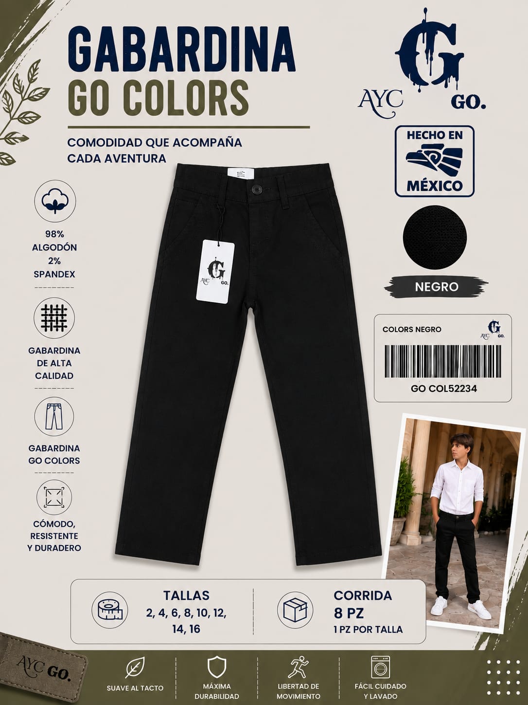 Pantalón de gabardina-GO COL52234