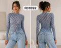 Blusa de malla con estampado de lunares-FD1092