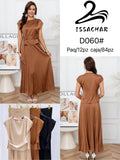 Vestido largo con cinturón-D060#