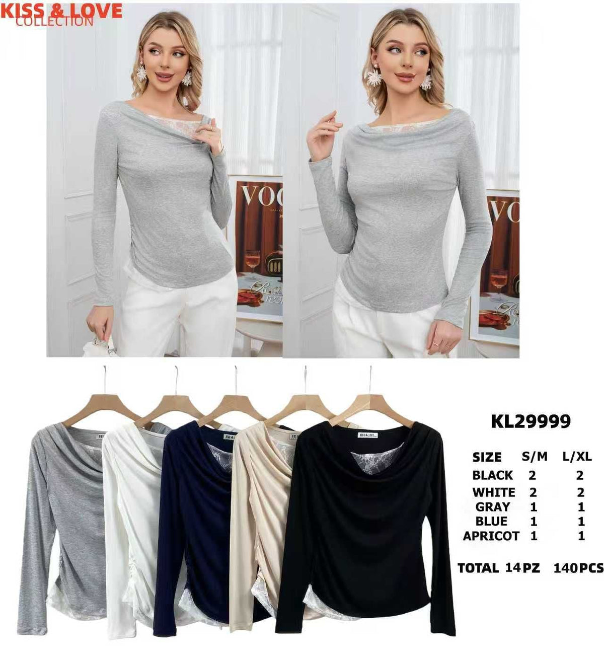 Blusa con encaje-KL29999