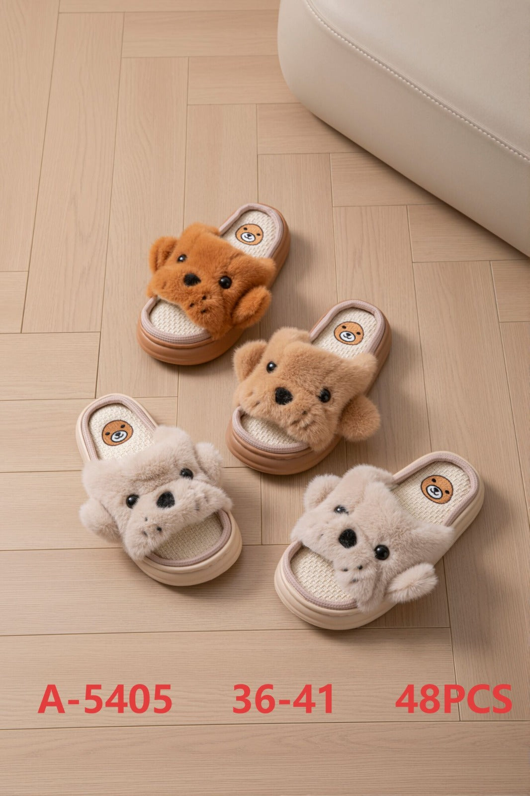 Pantuflas de casa con diseño de oso-A-5405