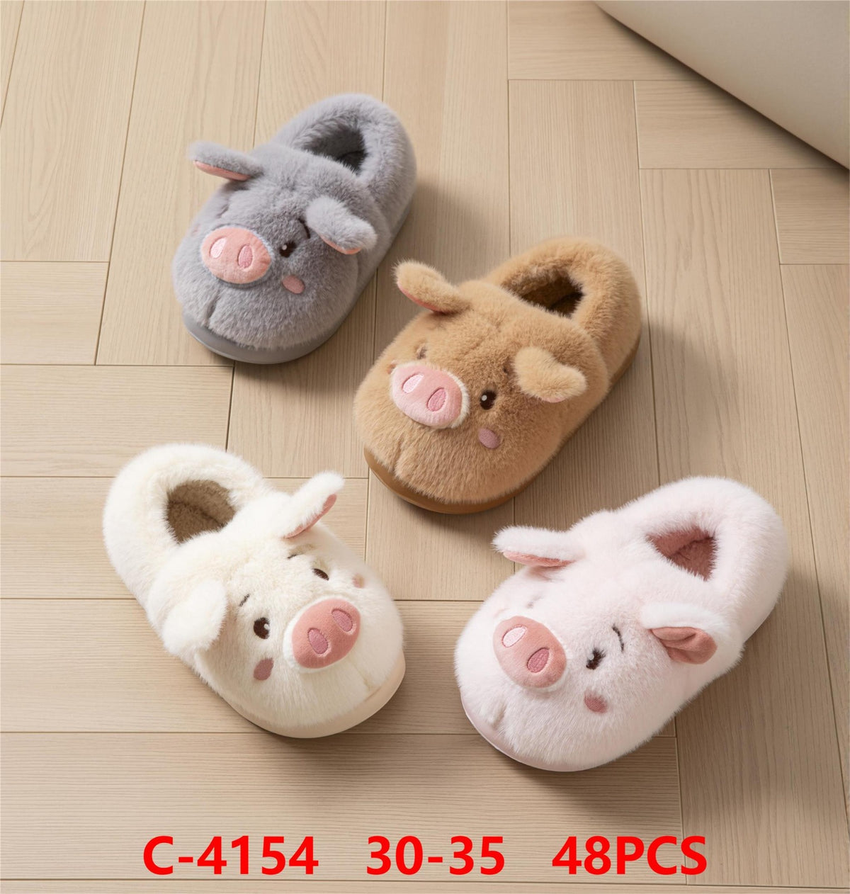 Pantuflas de cerdito de peluche-C-4154