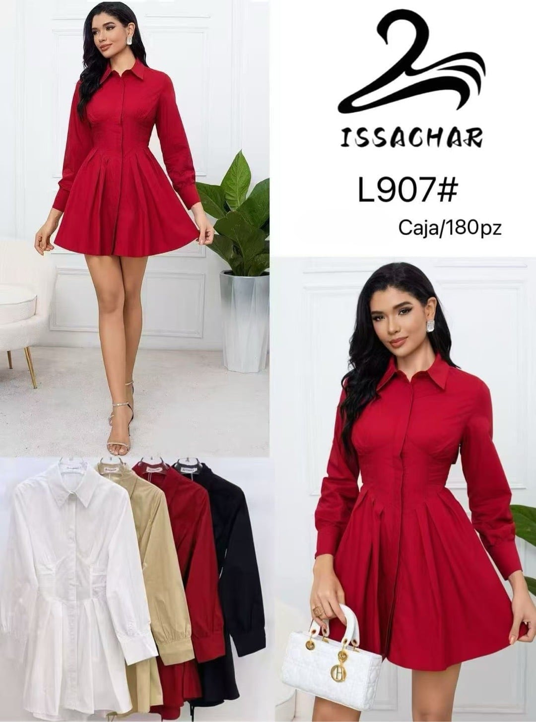 Vestido tipo camisa-1-L907#