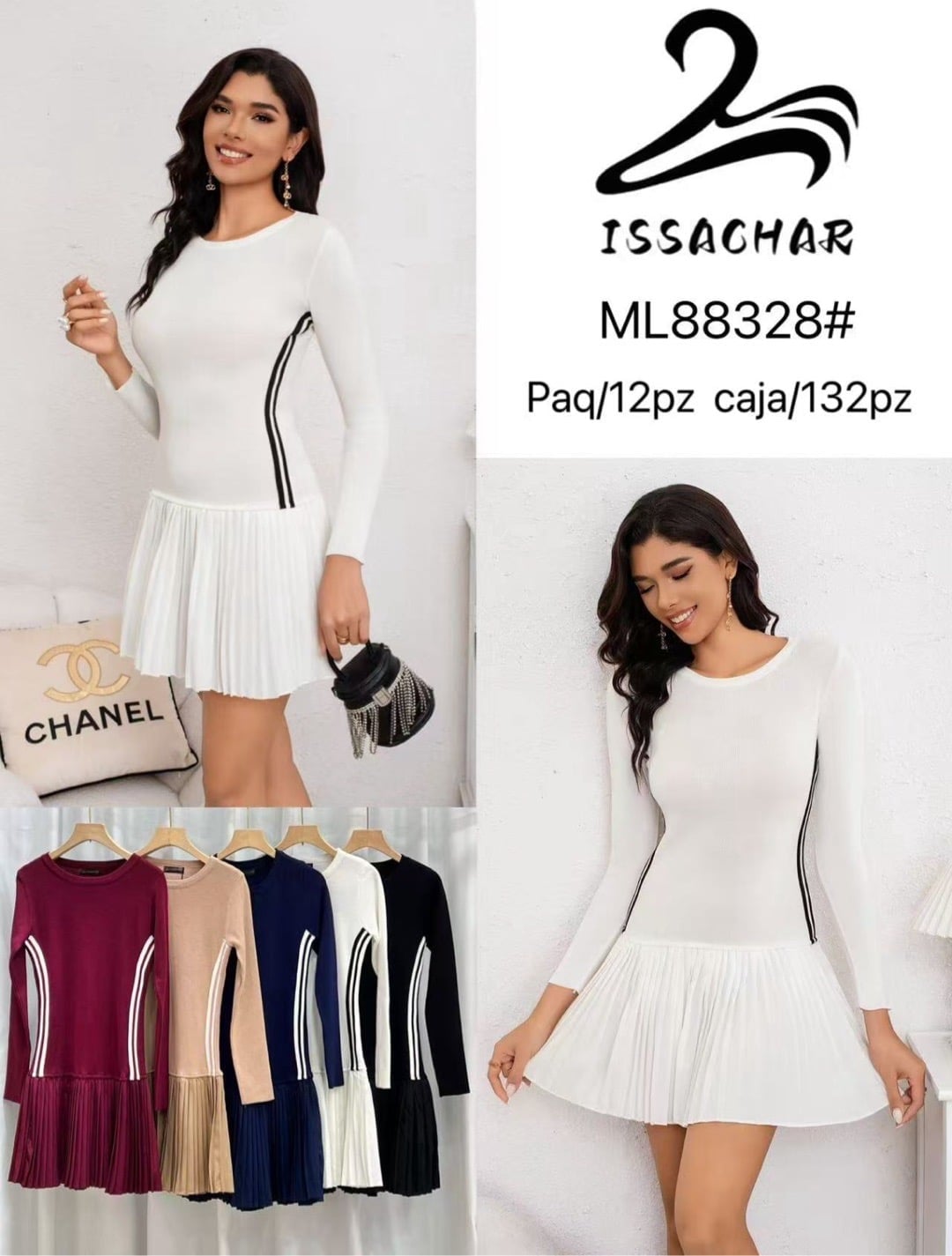 Vestido corto plisado-ML88328#