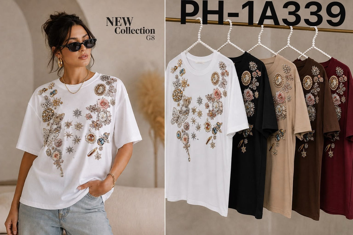 Playera con pedrería y apliques florales-PLA-PH-1A339