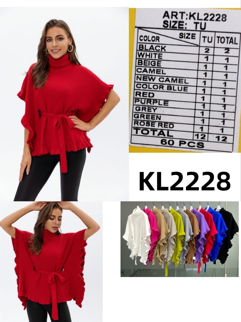 Suéter cuello alto con lazo-KL2228