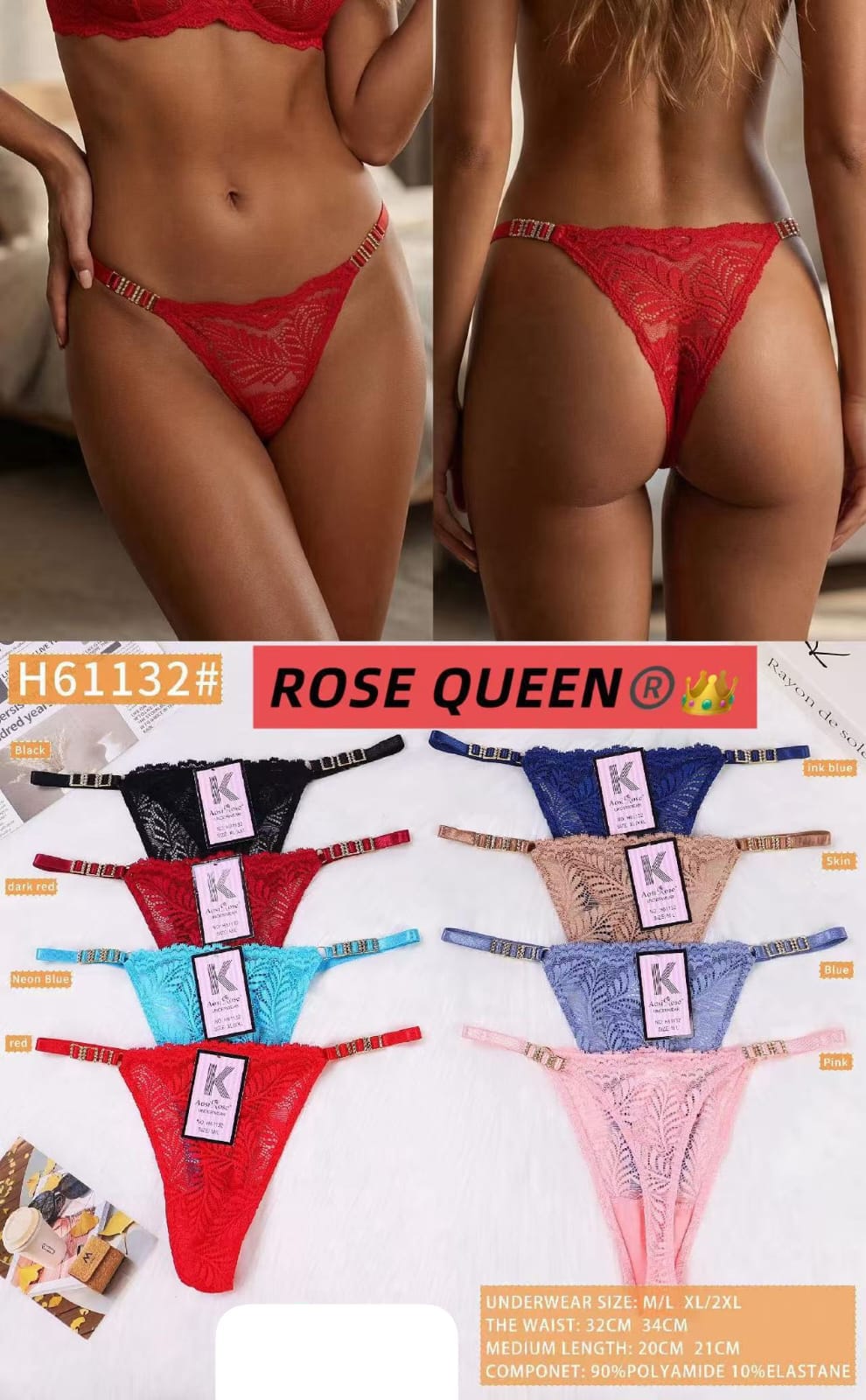 Tanga de encaje-H61132#