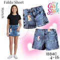Falda short de Mezclilla para Niña con Stretch-1884C