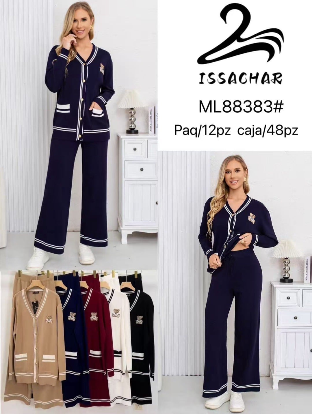 Conjunto de cárdigan y pantalón-ML88383#