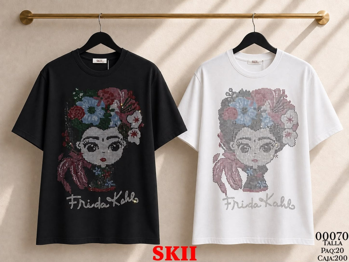 Playera Frida Kahlo con pedrería-00070