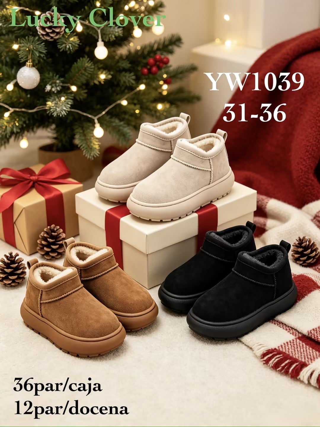 Botines con forro de peluche-YW1039
