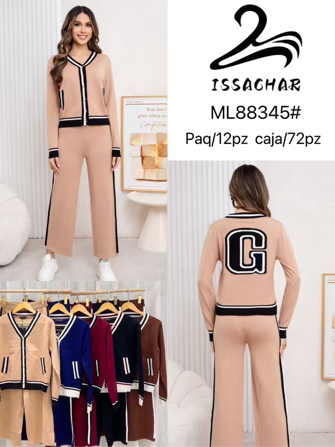 Conjunto de cárdigan y pantalón-ML88345#