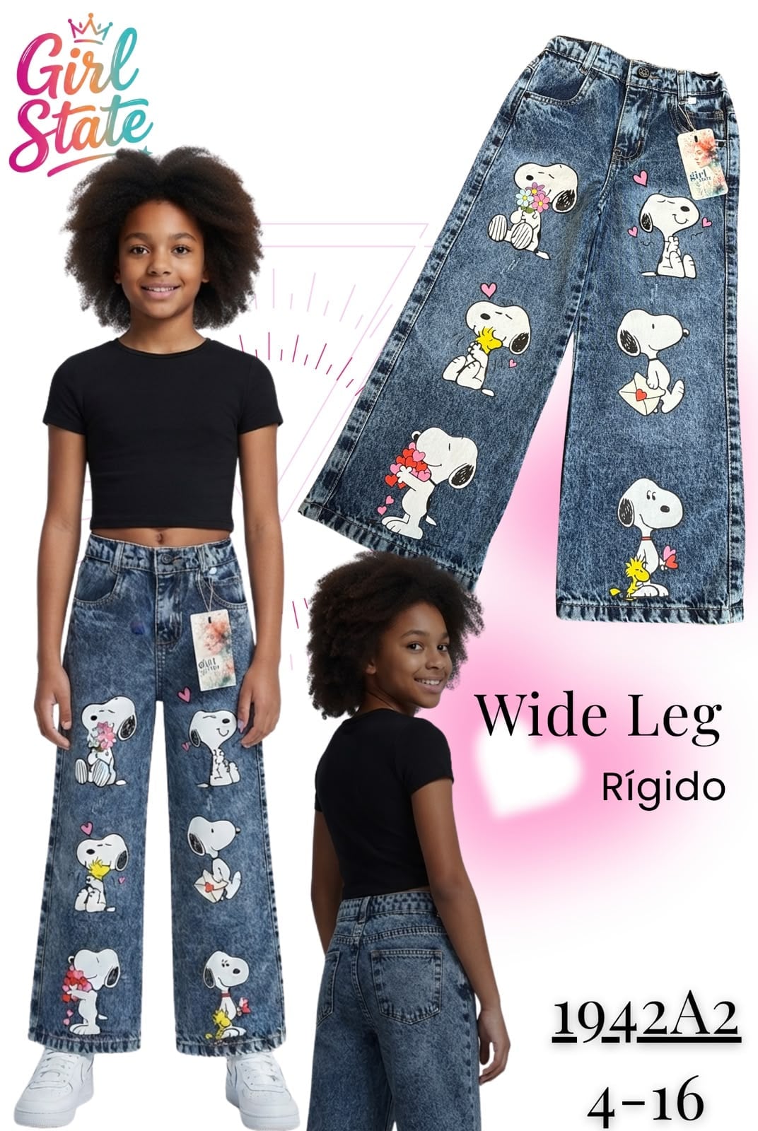 Pantalón Wide Leg con estampado de Snoopy-1942A2