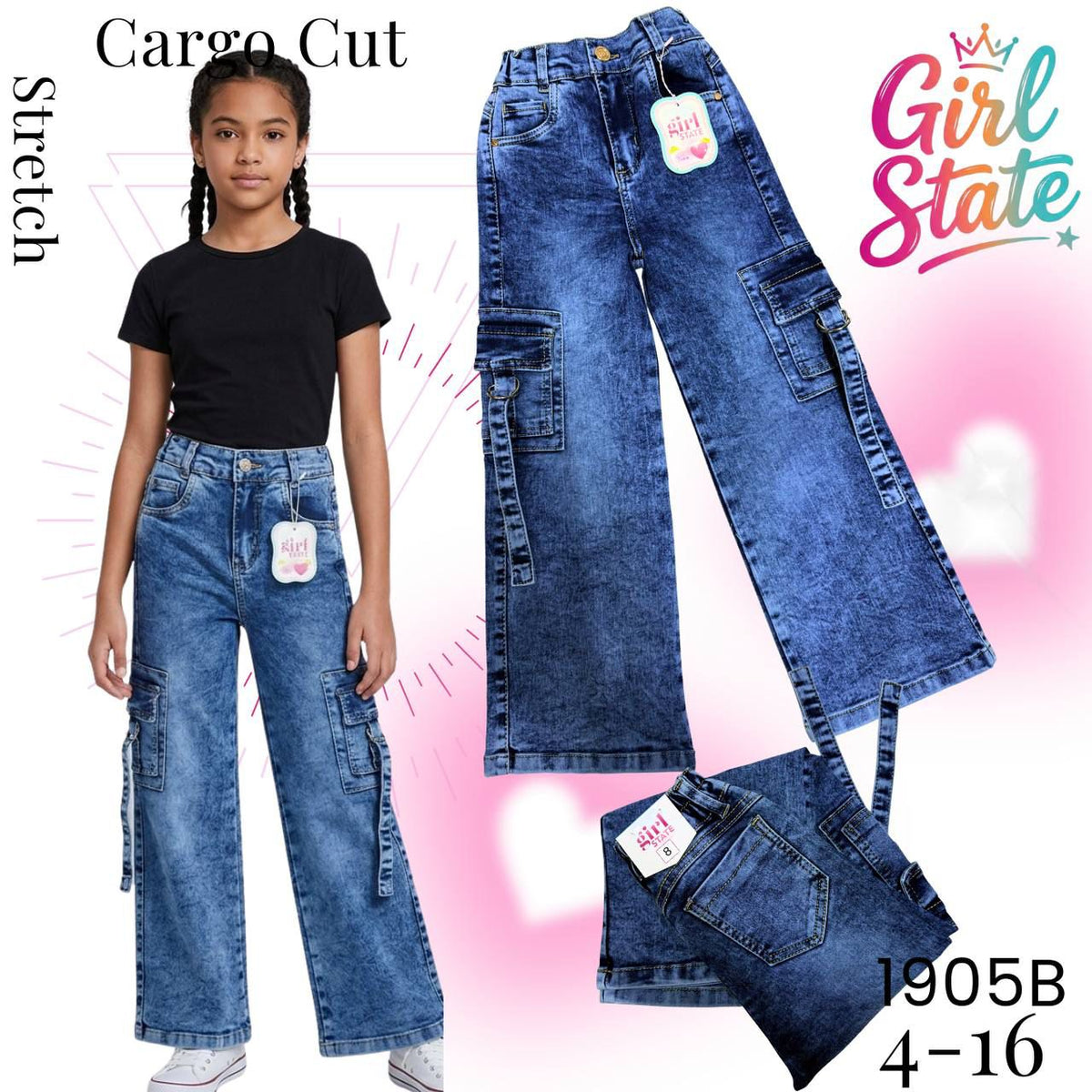 Jeans Cargo de Niña-1905B