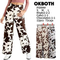 Jeans de corte recto con estampado de vaca-PS994