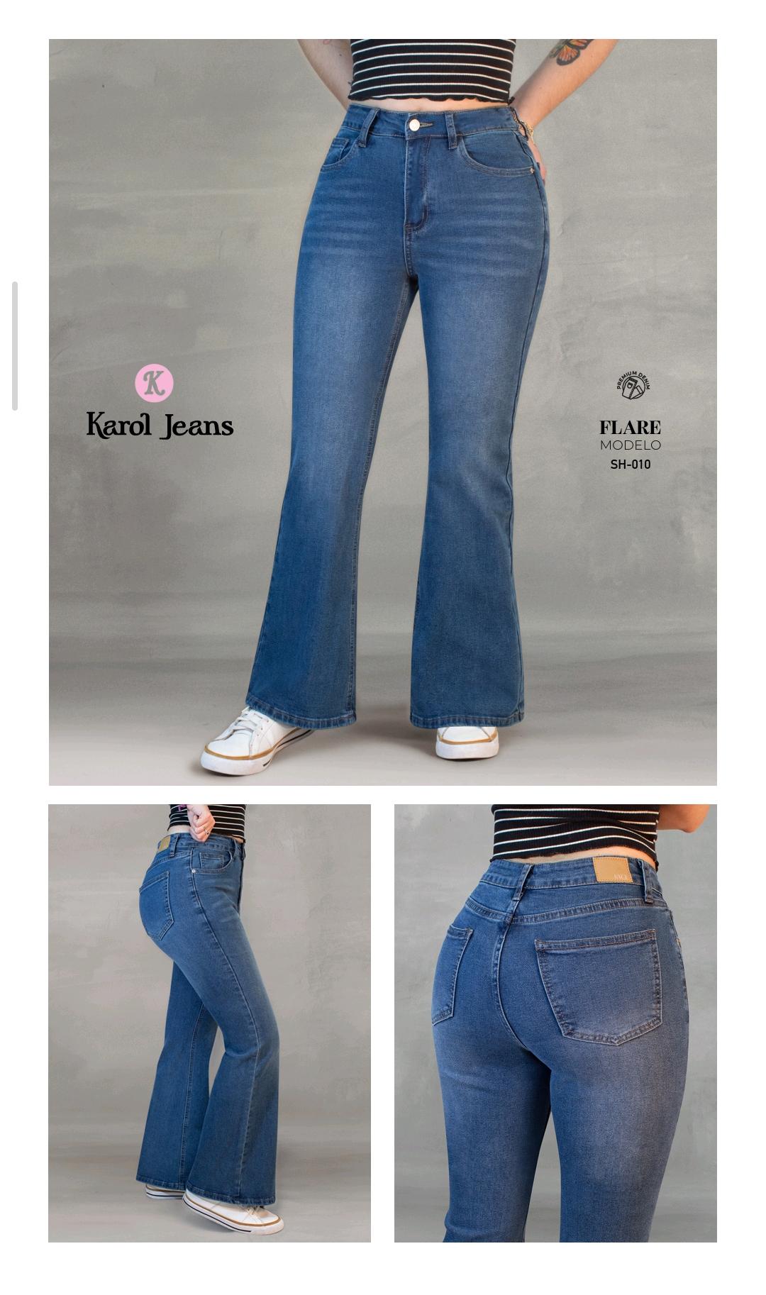 Jeans Flare de mezclilla para mujer-SH-010