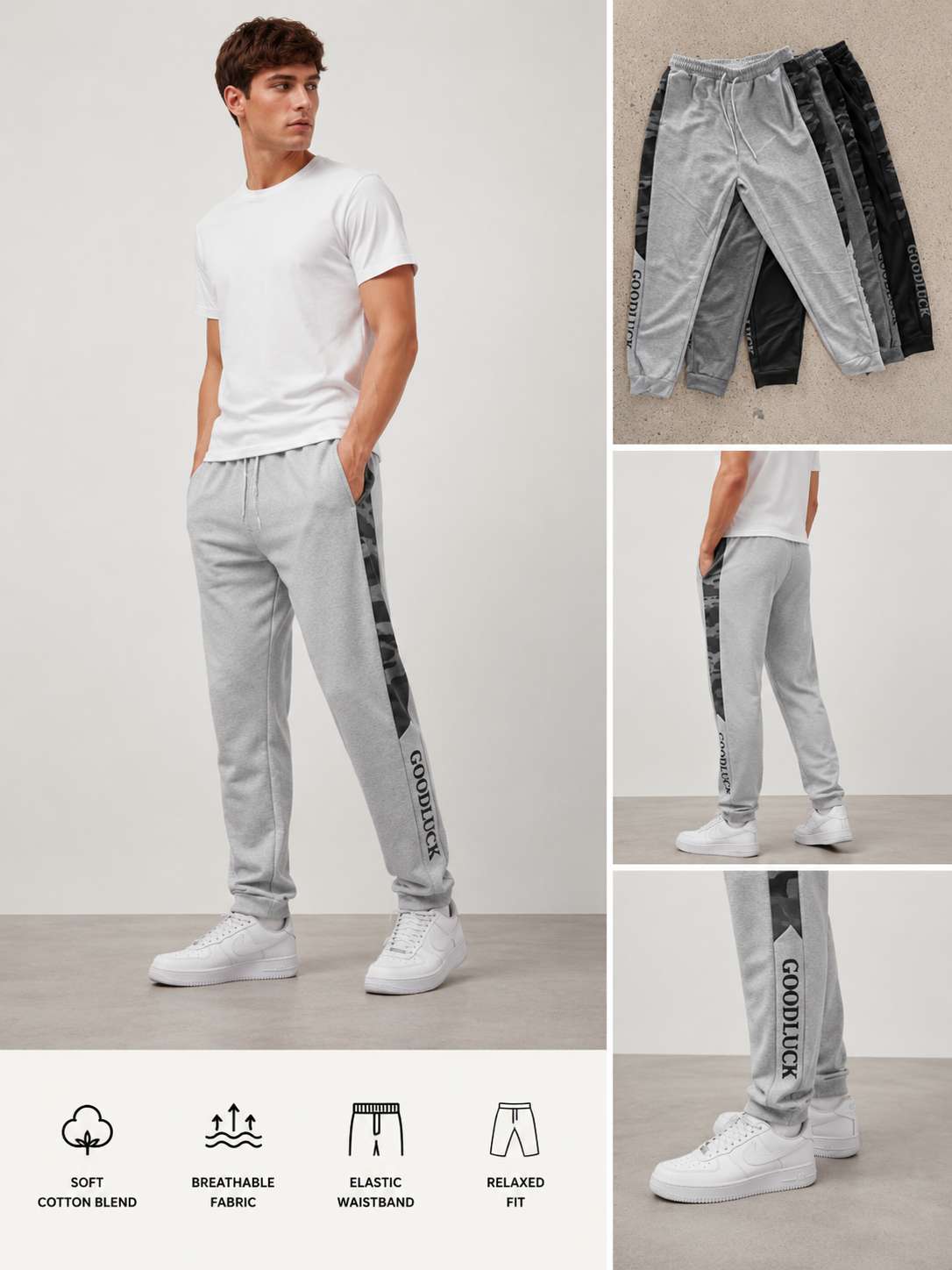 Joggers con banda lateral-L005