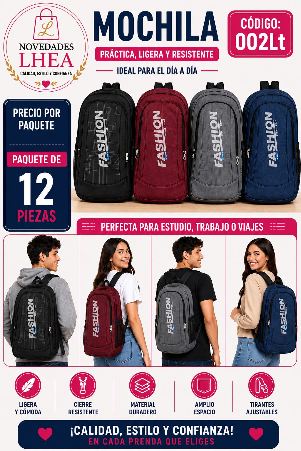 Mochila Fashion de Uso Diario-002Lt