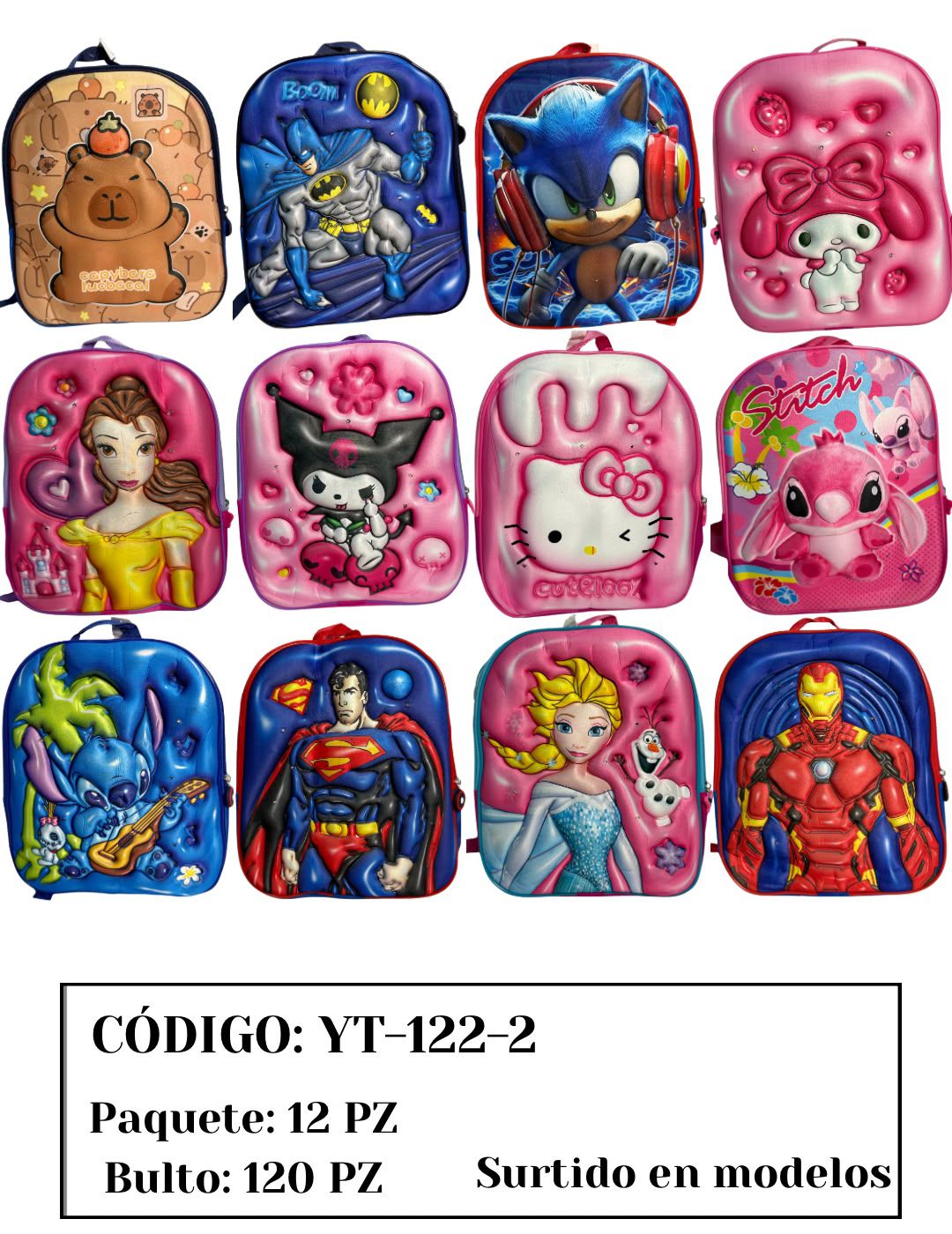 Mochila infantil de personajes 3D-YT-122-2
