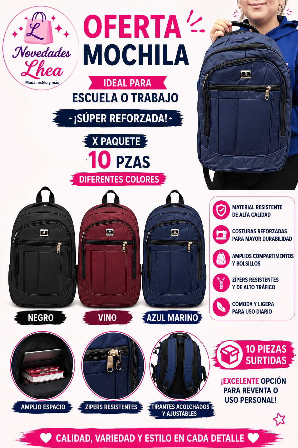 Mochila Reforzada para Escuela o Trabajo-MOCH10